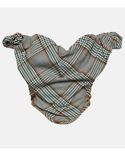 Vivienne Westwood Checked Bustier Crepe Top - Metallic