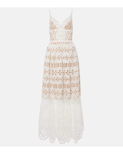 Elie Saab V-neck Embroidered Maxi Dress - White