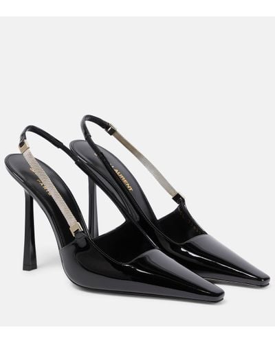 Saint Laurent Blake 110 Patent Leather Slingback Court Shoes - Black