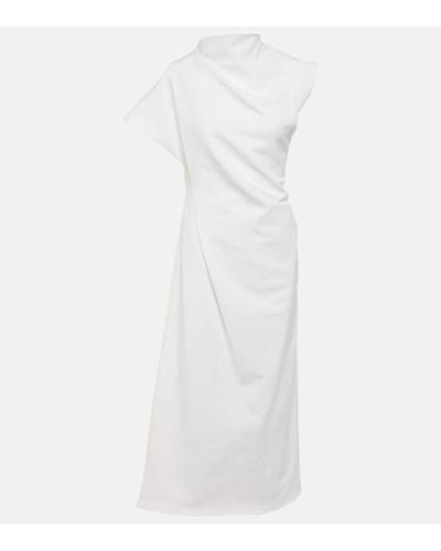 TOVE Vestido midi Zola de algodon drapeado - Blanco