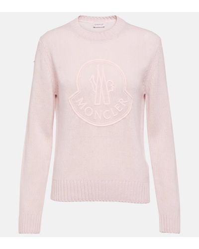 Moncler Logo Wool And Cashmere Jumper - Pink