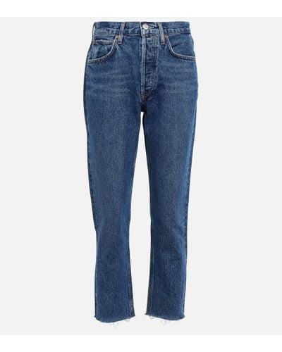 Agolde Riley High-rise Cropped Straight Jeans - Blue