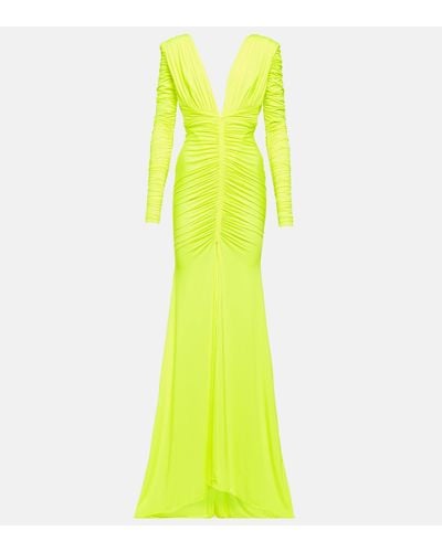 Alex Perry Ruched Satin Gown - Yellow