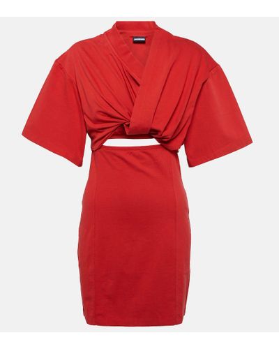 Jacquemus Gerafftes Kleid mit Cut-Out - Rot
