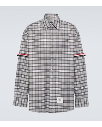 Thom Browne Checked Cotton Shirt - Gray
