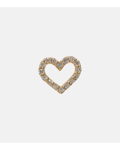 Sydney Evan Open Heart 14kt Gold Single Stud Earring With Diamonds - Metallic