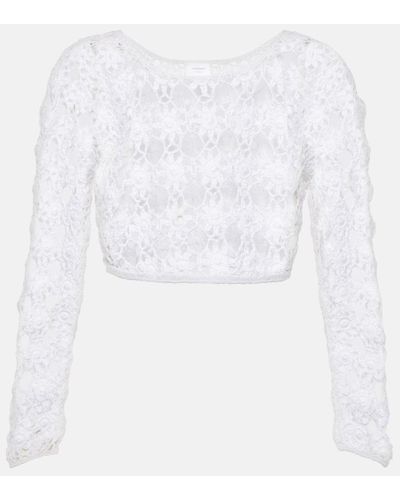 Anna Kosturova Top cropped Bella in crochet di cotone - Bianco