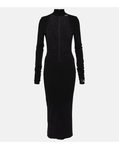 Dolce & Gabbana Vestido de encaje Chantilly y jersey - Negro