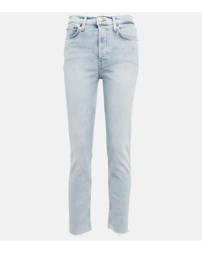 RE/DONE High-Rise Cropped Skinny Jeans 90s - Blau