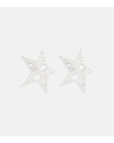 Area Crystal Star Earrings - White