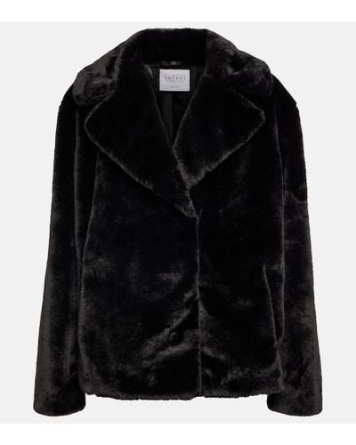 Velvet Raquel Faux Fur Coat - Black