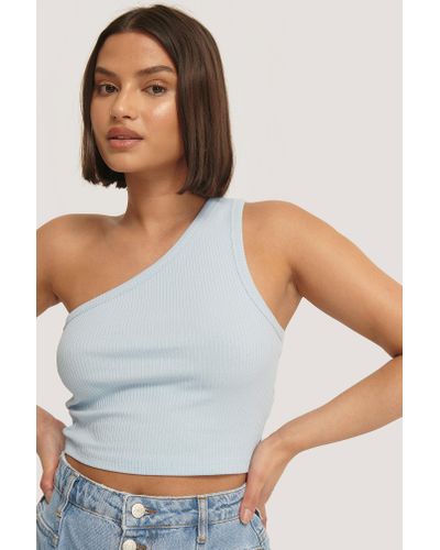 one shoulder rib basic crop top