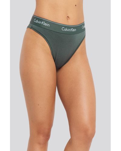 Calvin Klein Cotton Green High Leg Tanga | Lyst