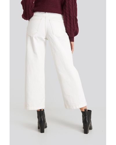 Mango Denim White Culotte Jeans - Lyst