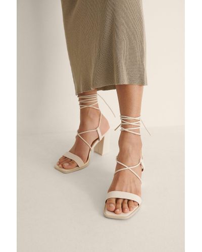 white strap block heels