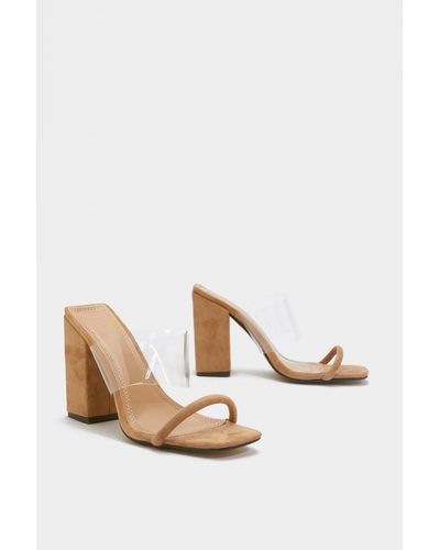nude mule block heel
