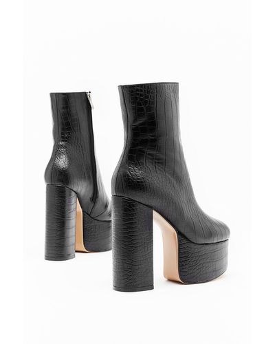black croc platform boots