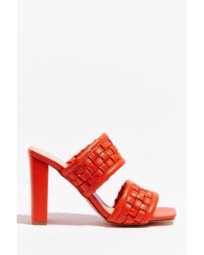 orange woven mules