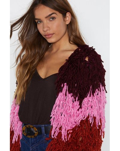 pink shaggy cardigan