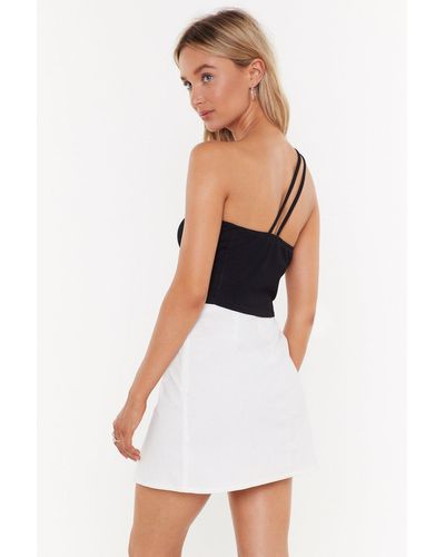 white skirt with slit
