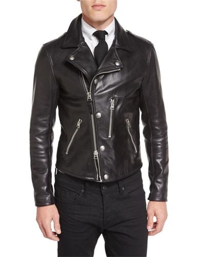 Tom Ford Asymmetric Leather Biker Jacket in Black for Men - Lyst