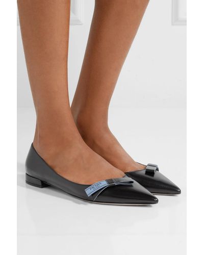 prada bow logo pointed toe flat