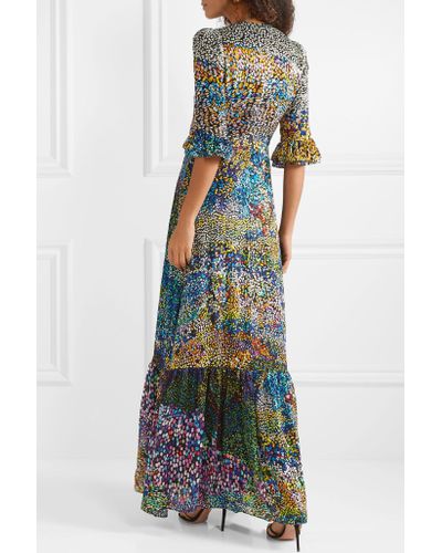 MARY KATRANTZOU Mallais Flocked Silk-Blend Dress UK 14 £1600 UK 16
