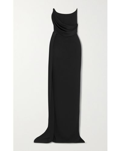 alex perry kirby strapless crepe column draped gown