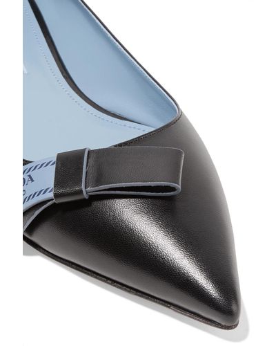 prada logo bow pointy toe flat