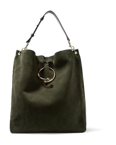 JW Anderson Pierce Hobo Suede And Leather Shoulder Bag in Army ...