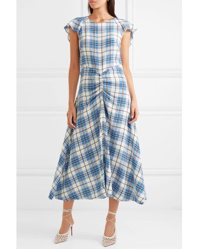 Paper London Dutch Ruched Checked Silk 