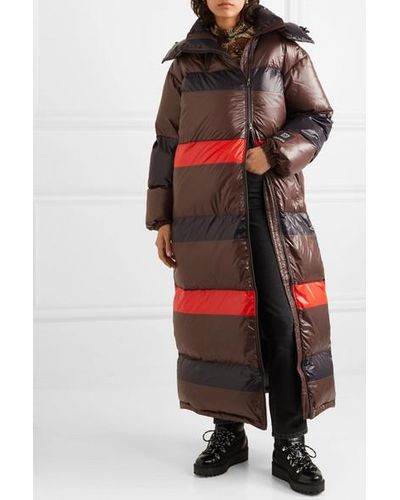 Ganni 66 North Askja Hooded Striped Quilted Glossed-shell Down Coat in  Black - Lyst