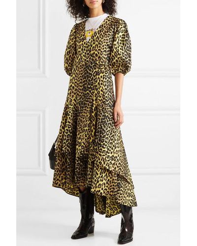 Ganni Leopard-print Cotton-poplin Wrap ...