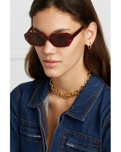 Le Specs La Dolce Vita Octagon Frame Tortoiseshell Acetate Sunglasses Lyst