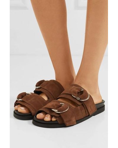 tan suede slides