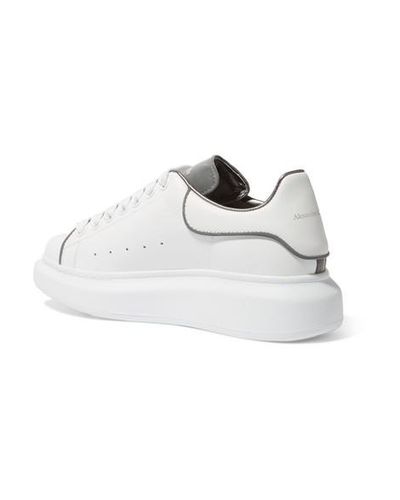 Alexander McQueen Reflective-trimmed Leather Exaggerated-sole Sneakers in  White - Lyst