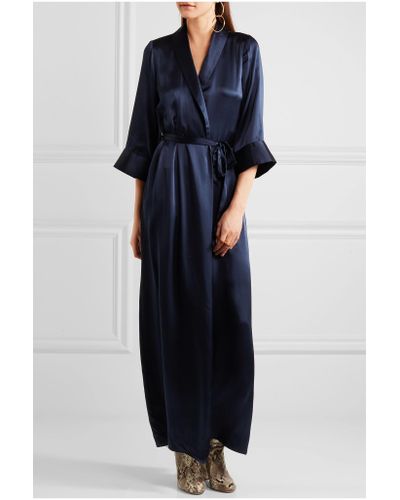 Reformation Silk Wrap Maxi Dress in Navy (Blue) | Lyst