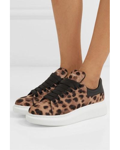 Alexander McQueen Leopard-print Calf Hair And Leather Sneakers - Lyst