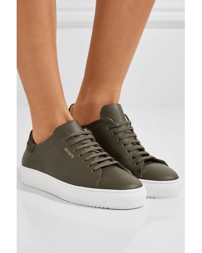 Axel Arigato Clean 90 Suede-trimmed Leather Sneakers in Army 