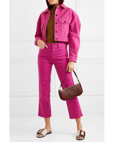 magenta denim jacket