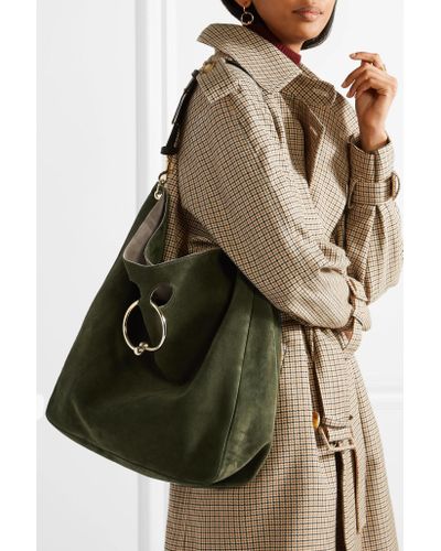 JW Anderson Pierce Hobo Suede And Leather Shoulder Bag in Army ...