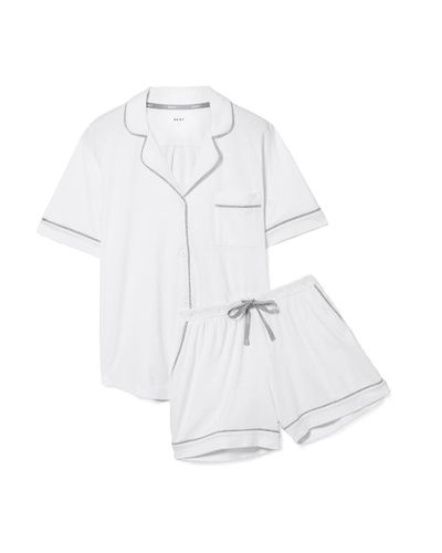 DKNY Signature Cotton-blend Jersey Pajama Set in White - Lyst