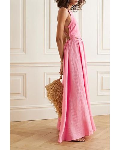 linen backless dress