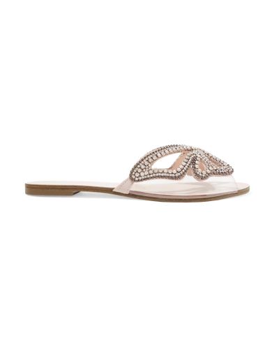 Sophia Webster Madame Butterfly Embellished Suede And Perspex Slides in Silver (Metallic) - Lyst