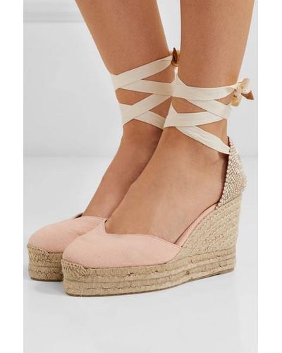 Castañer Chiara 100 Canvas Wedge Espadrilles in Pastel Pink (Pink) - Lyst