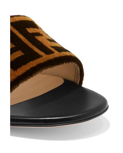 fendi logo print velvet slides