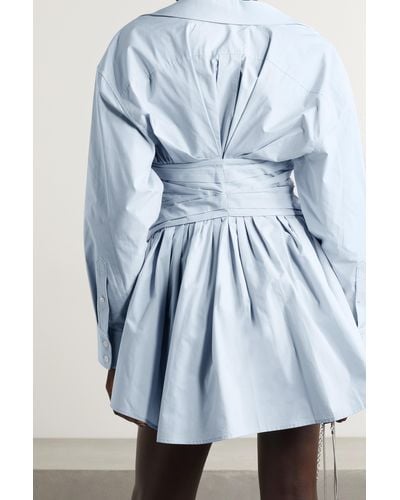 alexander wang gathered mini shirt dress