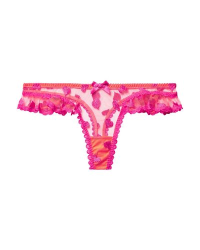 Agent Provocateur Gabby Ruffled Lace-trimmed Embroidered Tulle Thong in  Pink - Lyst