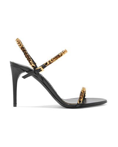 Tom Ford Chain-embellished Leather Sandals in Gold (Metallic) - Lyst