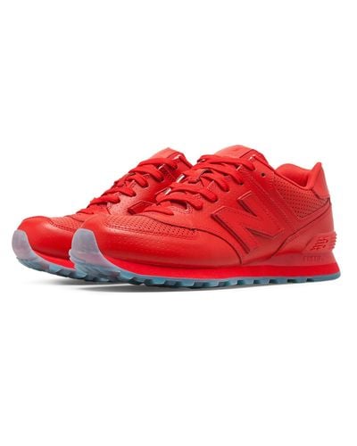 New Balance Leather 574 Perforated in Red for Men - Lyst